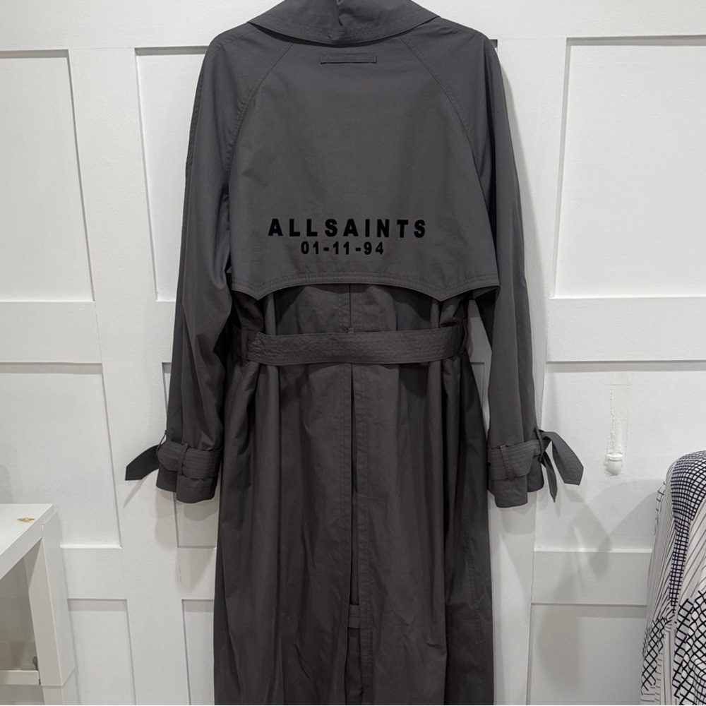 All Saints Charcoal Gray Trench Coat